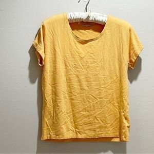 FREE/QUENT DENMARK Women’s Mustard Yellow Cuffed Dolman Sleeve Tee Shirt Size L